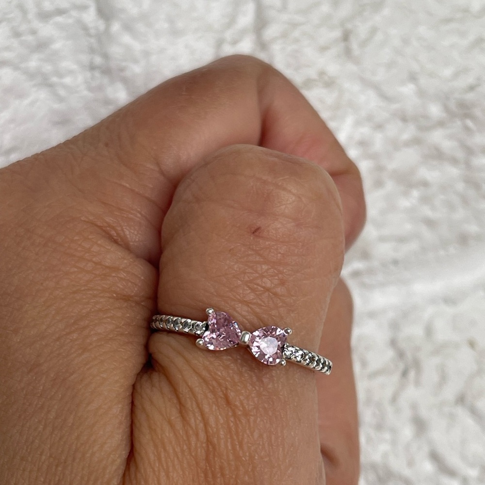 Brand new pink bow ring sterling silver 925